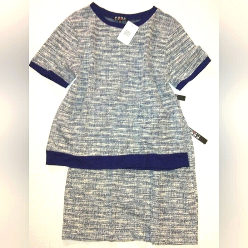 NWT☆POOF!☆NY☆Plus Size 1X Navy Casual/ Dressy 2pc Skirt Top Set☆Made in USA
